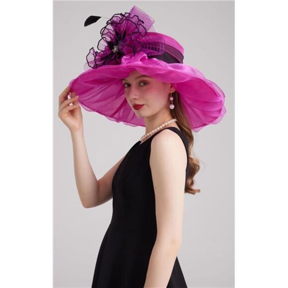 Women's Kentucky Derby Church Dress Hat Stylef-rose - Picture 6 of 7